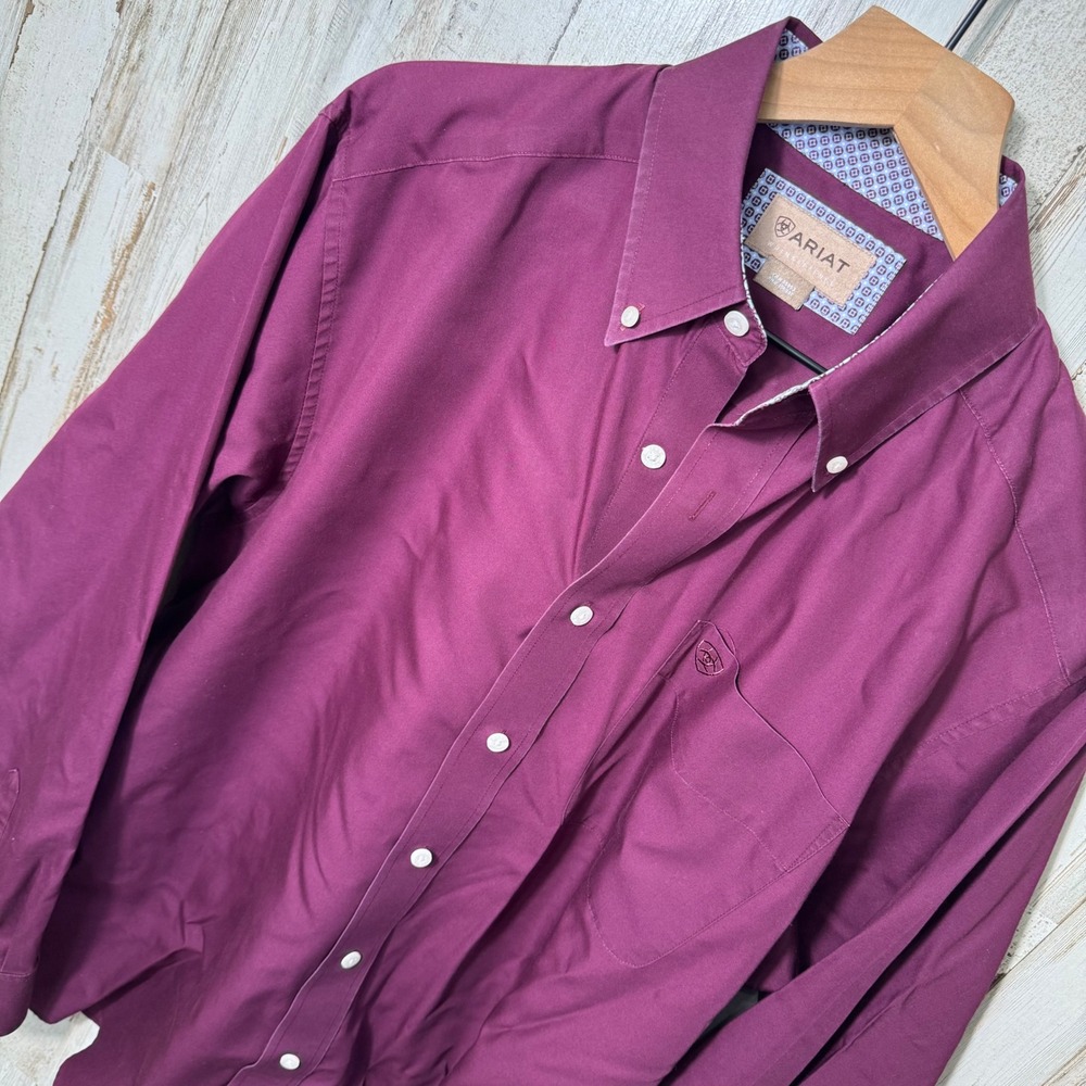Ariat Wrinkle Free Button Down Long Sleeve Button Shirt Flip Cuff Mens‎ Medium